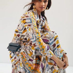 NWT Flounced Abstract Maxi Dress